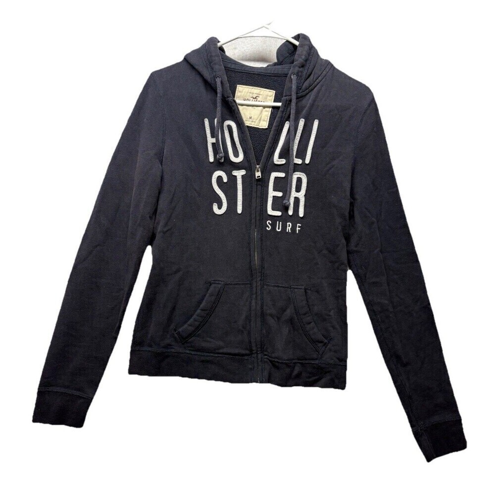Hollister Surf Y2K Dark Blue Full Zip Hoodie Women’s Sz Medium Sweatshirt